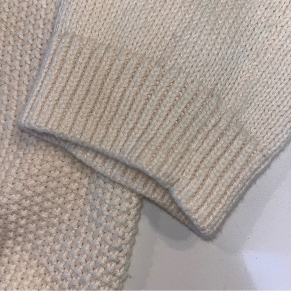 Talbots Cream Shaker Stitch Cable Knit Pullover Cotton Sweater Sz M - Picture 9 of 14